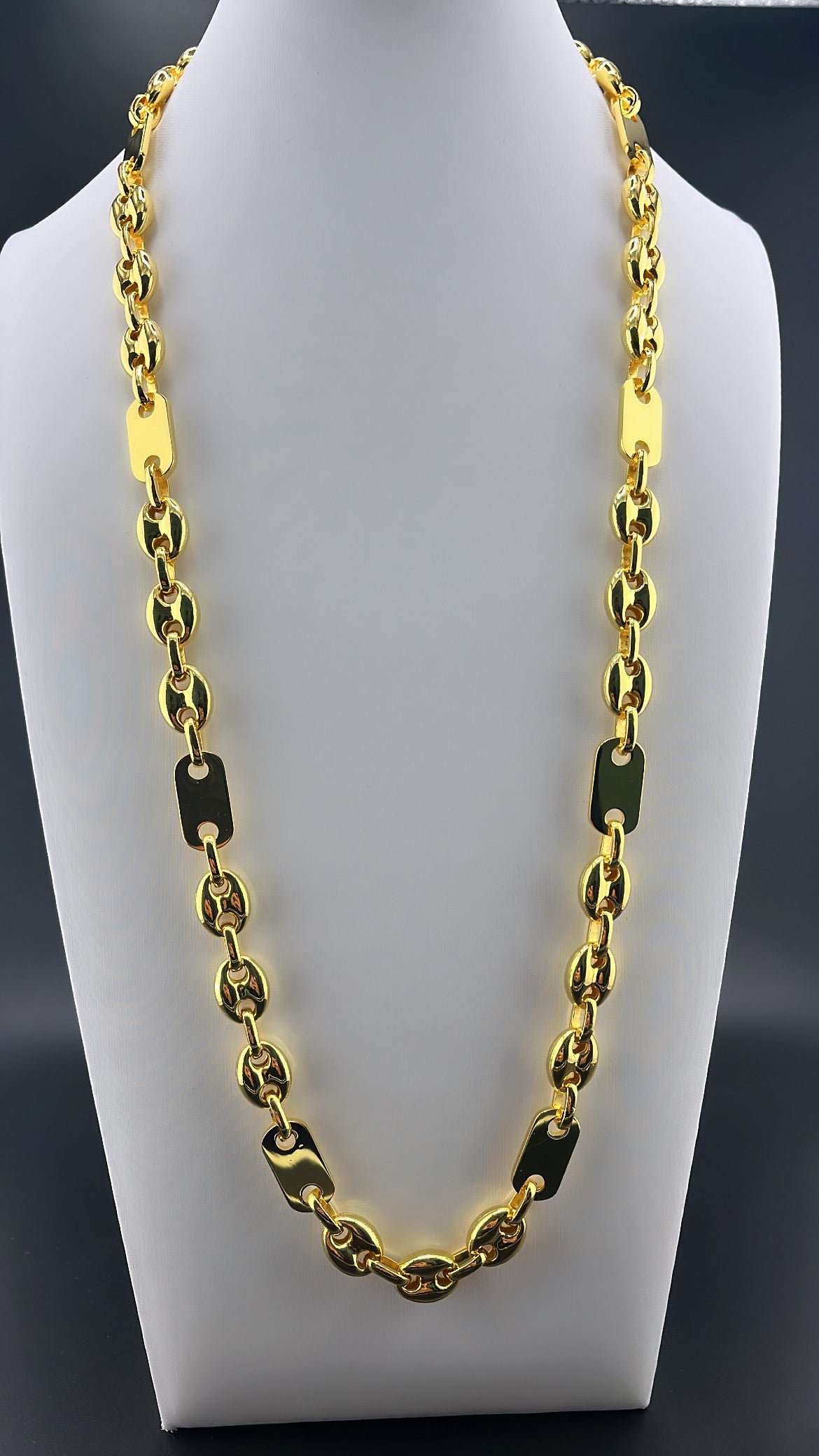 10mm Plattenbohnenkette - Silber 925 18k Gold vergoldet