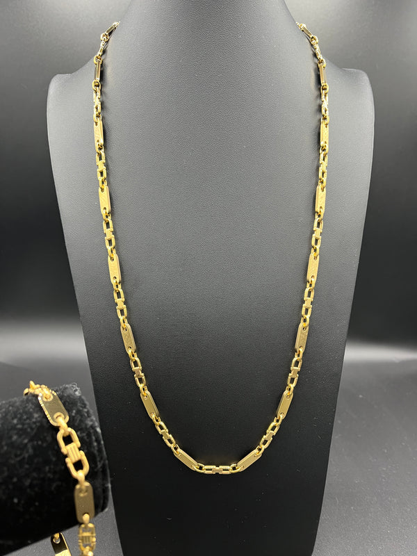 Plattenketten Set - 6mm x 60/65/70cm lang - Edelstahl mit 18k vergoldung