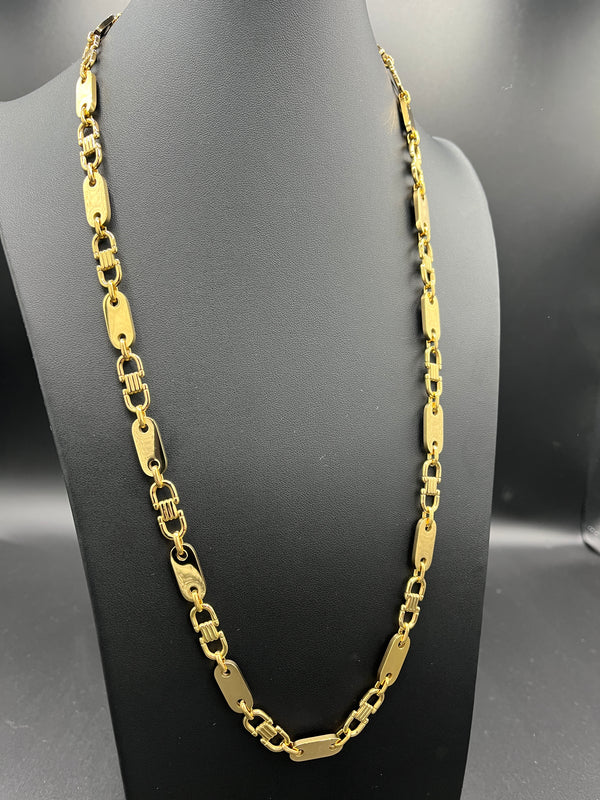 Plattenkette - 8mm x 60/65/70/75cm lang - Edelstahl mit 18k vergoldung