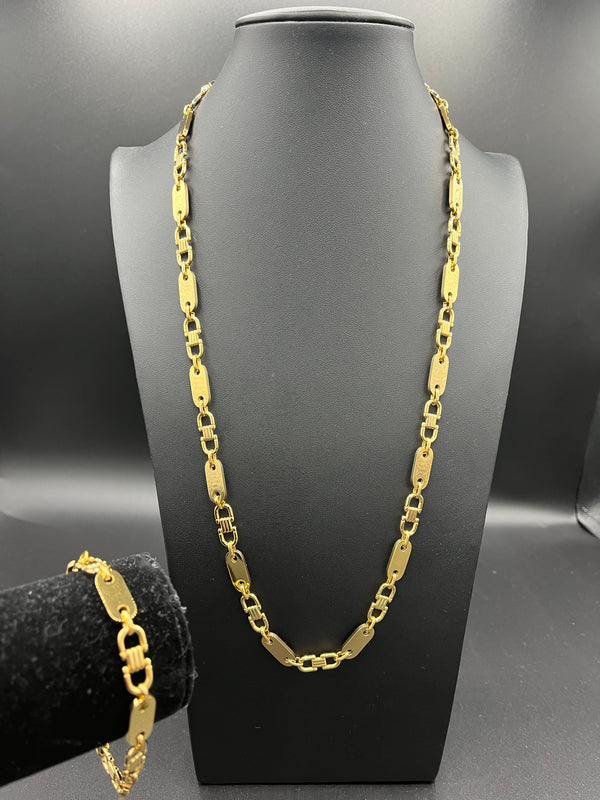 Plattenketten Set - 8mm x 60/65/70/75cm lang - Edelstahl mit 18k vergoldung