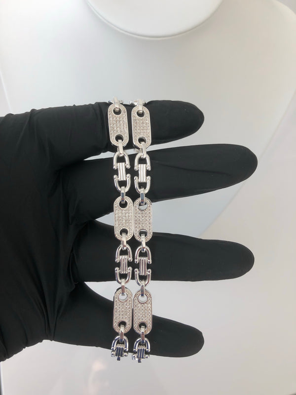 Iced Out Plattenkette (bewegliche Bügel) - 6mm breit