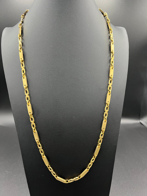 Plattenkette - 6mm x 60/65/70cm lang - Edelstahl mit 18k vergoldung
